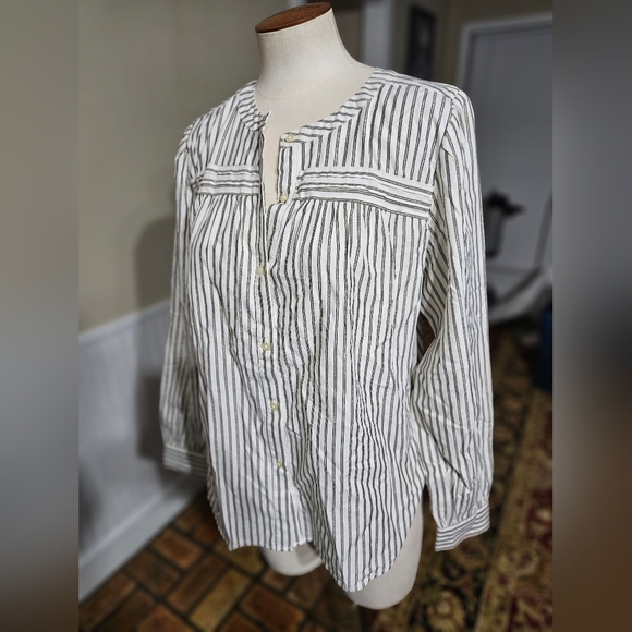 NWT! Loft Metallic Striped Shirt Small - Picture 2 of 4